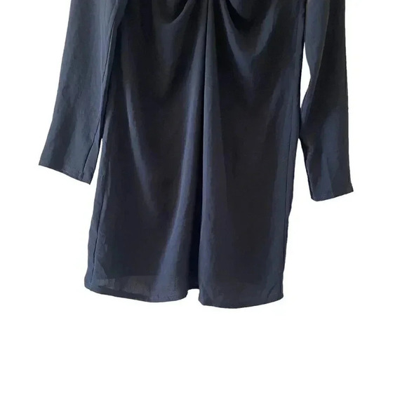 ZARA Black SHORT DRAPED DRESS Long Sleeves V-Neck Women’s Minimalist SZ S #1669 - Picture 6 of 14